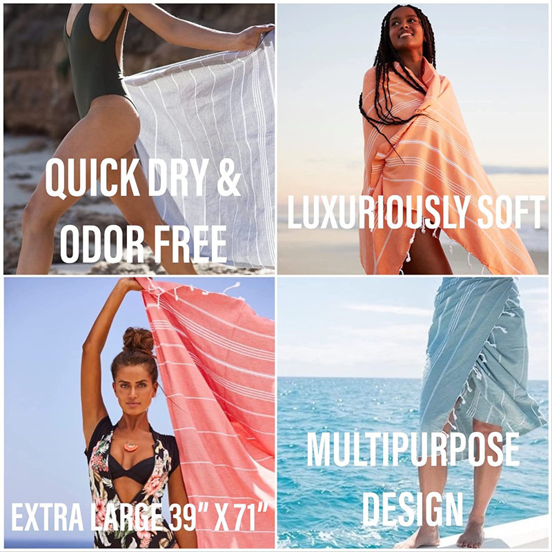 PADISHAHHOME 100 Turkish Cotton Beach Towel Set Oversized Pool Towels 38" X 71 & Reviews